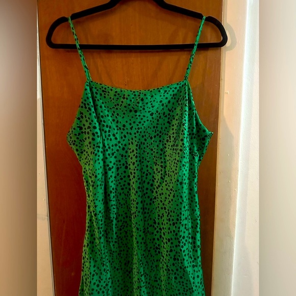Scoop Green Leopard Slip Midi Dress Large - Picture 9 of 10
